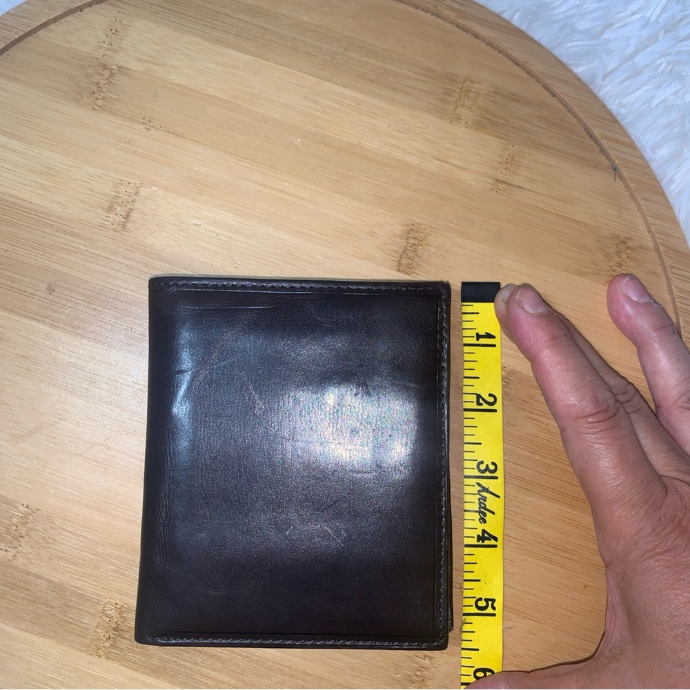 Leather Billfold ID Wallet Dark Brown 22 Card Slots Tri-Fold